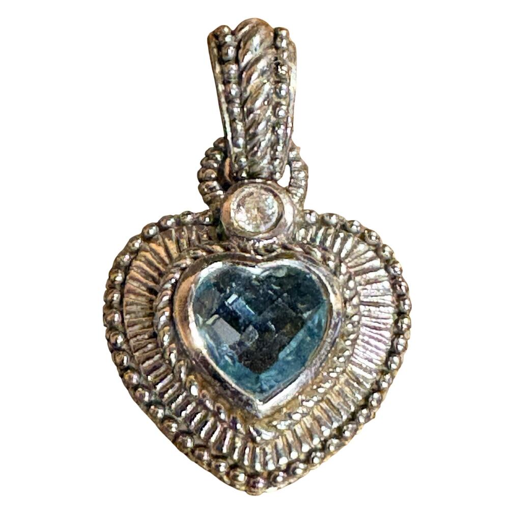 Judith Ripka Heart Enhancer/Pendant Sterling Silver, Blue Topaz and Cubic Zircon